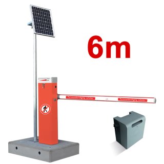 Mobile Komplettschranke MBAR 6m mit Fertigfundament (Akku+Solar)