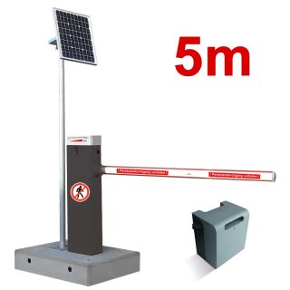 Mobile Komplettschranke MBAR 5m RAL 7016 mit Fertigfundament (Akku+Solar)