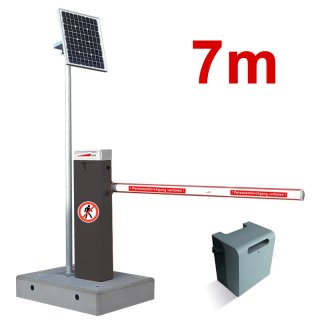 Mobile Komplettschranke MBAR 7m RAL 7016 mit Fertigfundament (Akku+Solar)