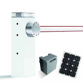 Solar-Set mit Schranke SBAR (30 Watt)  Weiß RAL 9010 mit Schrankenbaum 4m